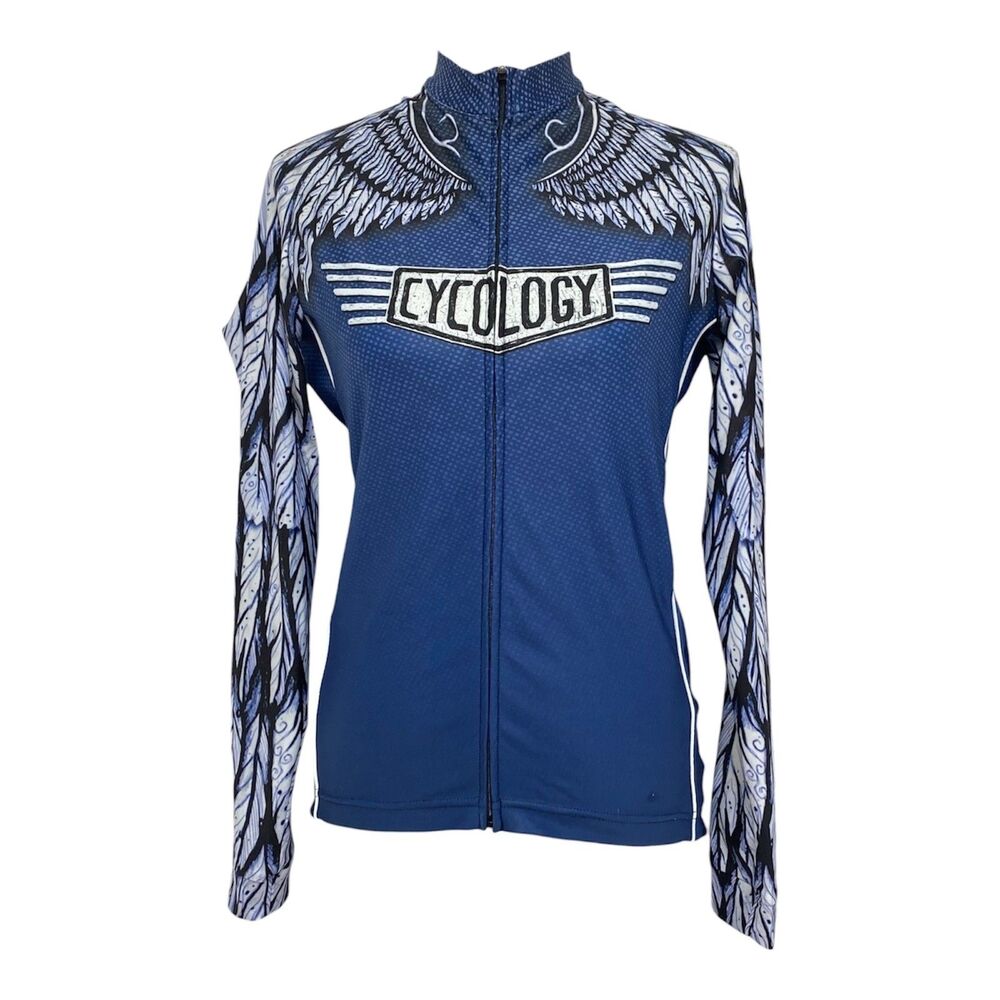 Cycology Cycling Jersey Mens Medium Blue Free Flight Long Sleeve Performance